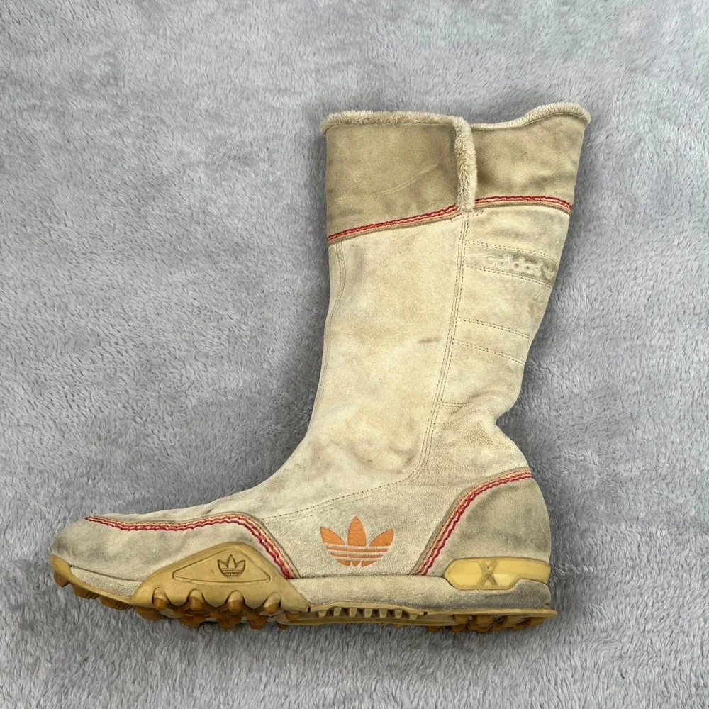 Adidas Suede Faux Fur Lined Winter Boots 8.5 Beige Women Y2K Gorpcore 464051